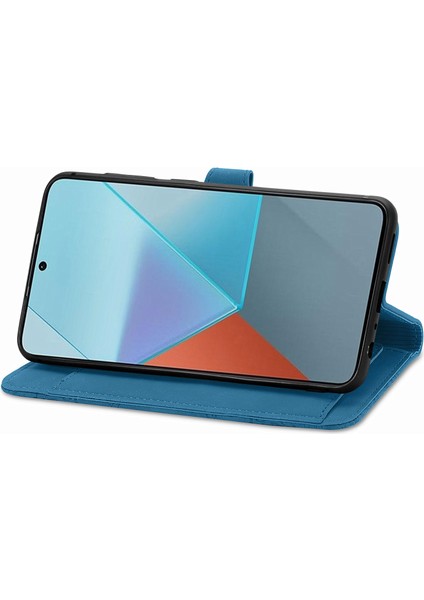 Xiaomi Redmi Note 13 Pro 5g Kılıf Çiçek Desenli Çanta Pu Deri Telefon Kapağı-Mavi (Yurt Dışından) fırsatları