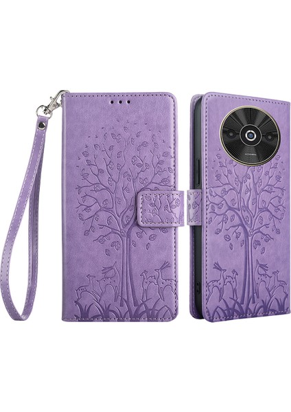 Xiaomi Poco C61 4g Deri Cüzdan Telefon Kılıfı Mobil Aksesuarları -Mor Için (Yurt Dışından)