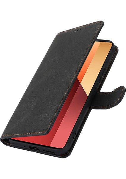 Xiaomi Redmi Note 13 4g Cüzdan Kılıfları Anti-Drop Deri Telefon Kapağı-Siyah (Yurt Dışından)