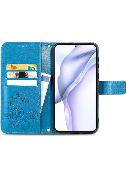 Huawei P50 Zarif Iş Dört Yapraklı Yonca Kısa Kayış Flip (Yurt Dışından)