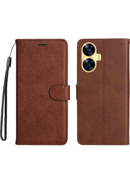 Realme C55 4g Yüksek Kalite Deri Klasik Düz Renk Için Flip Case (Yurt Dışından)