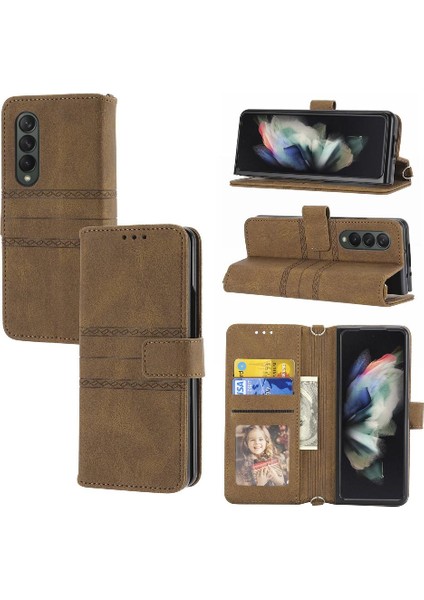 Samsung Galaxy Z Için Flip Case 5 3 5g Cüzdan Kılıf Kickstand Manyetik Pu (Yurt Dışından)