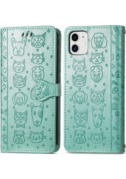 Iphone 12 Için Kılıf Mini Kapak Kapak Karikatür Hayvanlar Darbeye Deri (Yurt Dışından)