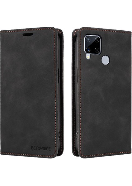 Realme C15/C12 Folyo Cüzdan Koruyucu Pu Deri Manyetik Için Kılıf (Yurt Dışından)