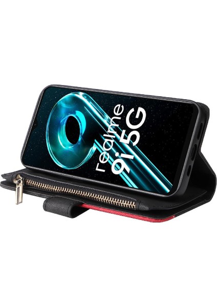 Realme 9i 5g Dokuz Kart Yuvaları Için Kılıf Kickstand Koruyucu Fermuar Cüzdan (Yurt Dışından)
