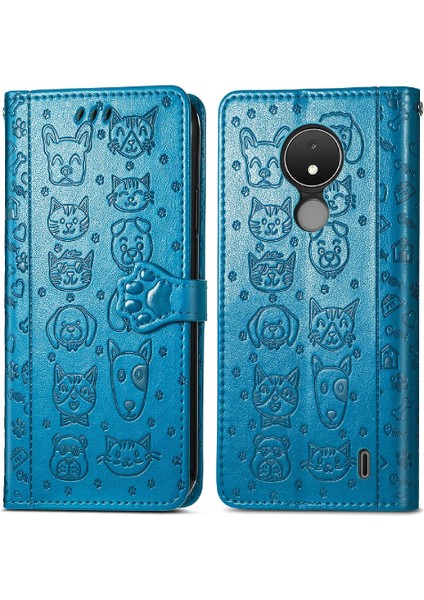 Nokia C21 Darbeye Karikatür Hayvanlar Için Kılıf Kapak Çevirin Deri Kılıf (Yurt Dışından)