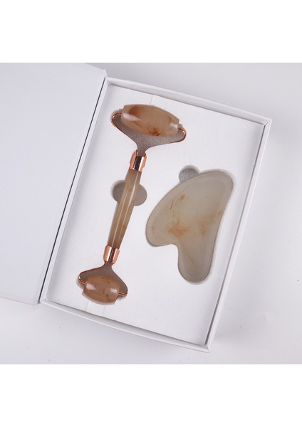 Çift Taraflı Cilt Masajı Kuvars Rulo & Gua Sha Set Kutusu (Yurt Dışından)