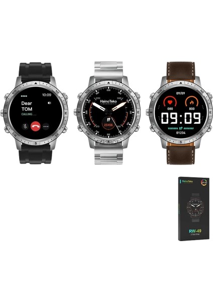 Rw-49 Curved Amoled Ekran Metal Deri Silikon Kordonlu Watch 4 Pro Max Akıllı Saat