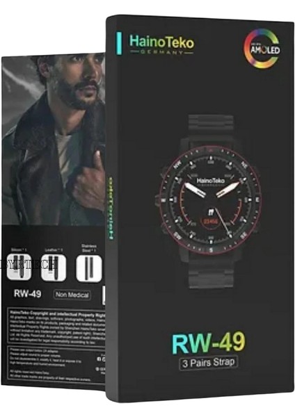 Rw-49 Curved Amoled Ekran Metal Deri Silikon Kordonlu Watch 4 Pro Max Akıllı Saat