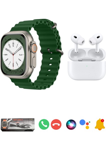 T800 Watch Ultra 2 Akıllı Saat Pro Bluetooth Kulaklık İkili Paket
