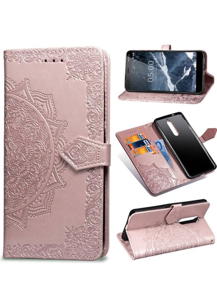 Nokia 5.1 Için Kılıf Zarif Desen Darbeye Kapak Kapak Basit Deri (Yurt Dışından)