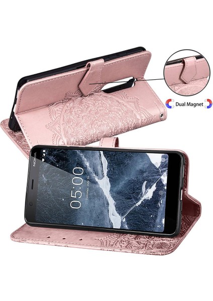 Nokia 5.1 Için Kılıf Zarif Desen Darbeye Kapak Kapak Basit Deri (Yurt Dışından)