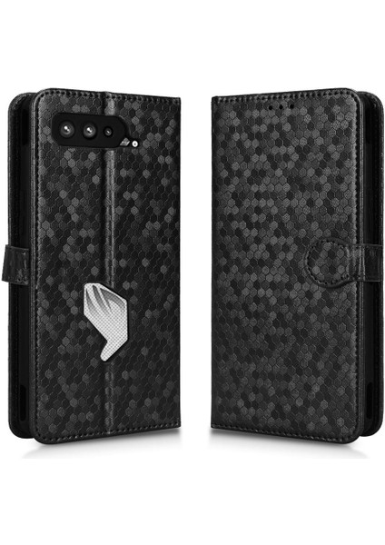 Asus Rog Telefon 5 Için Geometrik Desen Manyetik Toka Deri Cüzdan (Yurt Dışından)