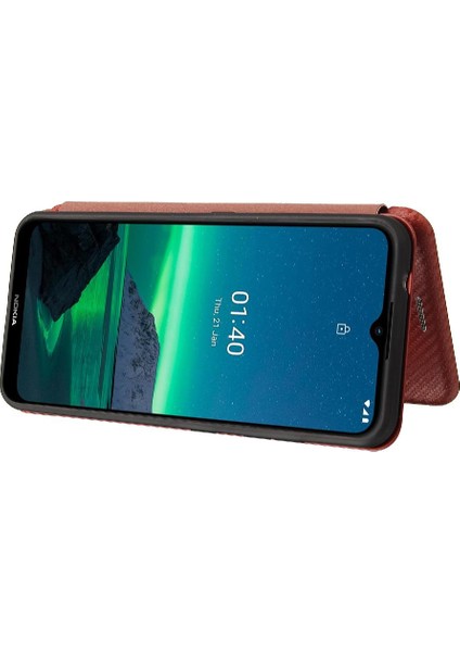 Kart Tutucu Kickstand Manyetik Karbon Fiber Kartı ile Nokia 1.4 Için Kılıf (Yurt Dışından)