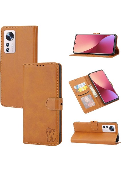 Cüzdan Kılıf Için Xiaomi 12 PRO/12S Pro Kabartmalı Kart Tutucu Manyetik Tüm (Yurt Dışından)