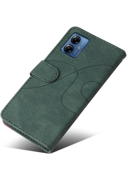 Motorola G14 4g Iki Renkli Dikiş Pu Deri Flip Folio Kılıf (Yurt Dışından) fiyatları