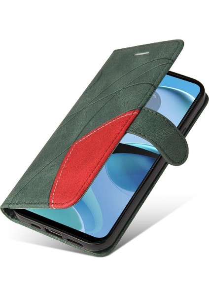 Motorola G14 4g Iki Renkli Dikiş Pu Deri Flip Folio Kılıf (Yurt Dışından) modelleri