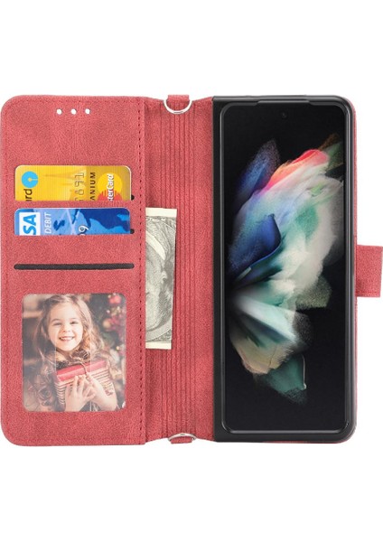 Samsung Galaxy Z Için Flip Case 5 3 5g Cüzdan Kılıf Kickstand Manyetik Pu (Yurt Dışından)