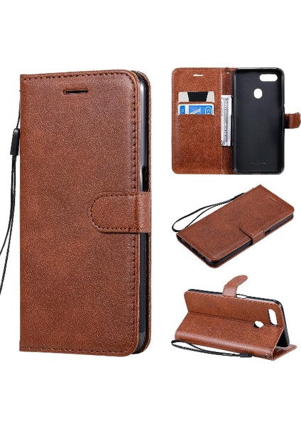 Oppo A7 Için Flip CASE/A5S Iş Cüzdan Telefon Kılıfı Klasik Düz Renk (Yurt Dışından)