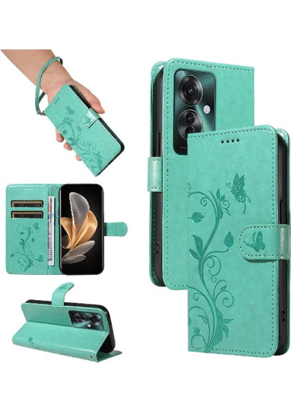 Oppo Oppo 11F 5g Için Flip Case ve El Kayışı Cüzdan Telefon ile Kart Yuvası (Yurt Dışından)