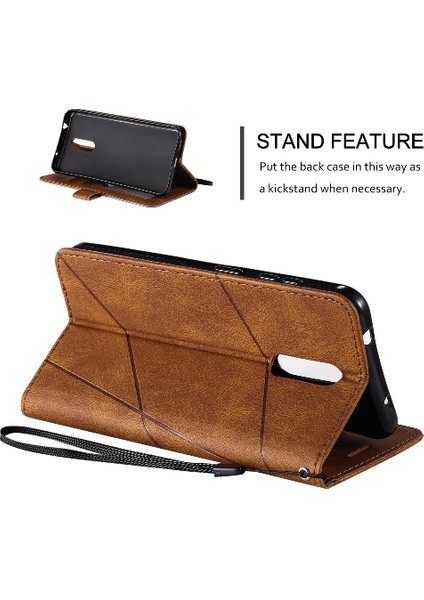 Nokıa 3.2 Darbeye Dayanıklı Manyetik Kart Tutucu Kickstand Pu Deri (Yurt Dışından)