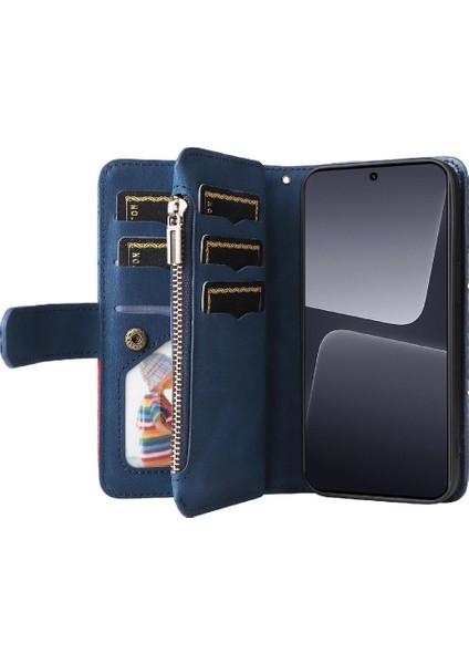 Xiaomi 13 Iki Renkli Dikiş Kickstand Koruyucu Fermuar Cüzdan (Yurt Dışından)