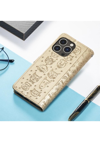 Iphone 14 Için Kılıf Promax Karikatür Hayvanlar Kısa Kayış Kapak Çevirin Deri (Yurt Dışından)