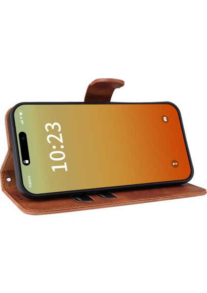 IPHONE15 Artı Deri Folio Flip Case Kart Ekleme Tam Için Kılıf (Yurt Dışından)