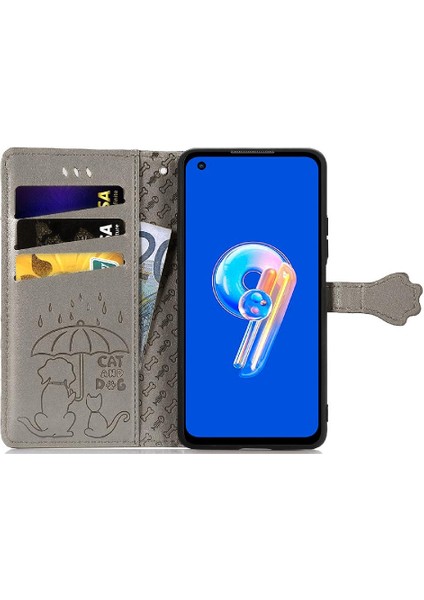 Asus Zenfone 9 Için Kılıf Deri Kılıf Karikatür Hayvanlar Darbeye Kısa (Yurt Dışından) modelleri
