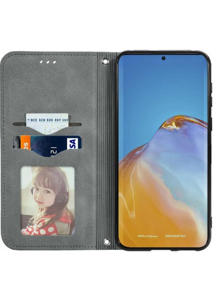 Huawei P50 Darbeye Dayanıklı Cüzdan Kılıf Kapak Kapak Basit (Yurt Dışından)