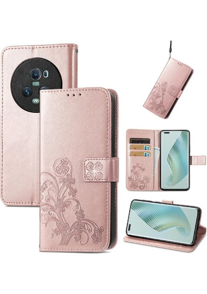 Huawei Honor Magic5 Pro Dört Yapraklı Yonca Flip Kapak Zarif (Yurt Dışından)