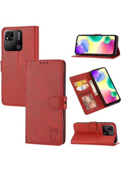 Cüzdan Kılıf Için Xiaomi Redmi 12C/11A 4g Manyetik Kapatma Kabartmalı Tüm (Yurt Dışından)