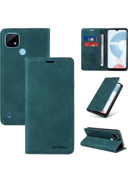 Realme C21/C21Y/C25Y Manyetik Pu Deri Folio Cüzdan Koruyucu Kılıf (Yurt Dışından)