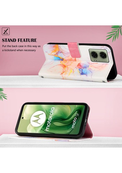 Motorola Moto G24 4G/G04 4g Pu Deri Kickstand Cüzdan Mermer Için Kılıf (Yurt Dışından) modelleri