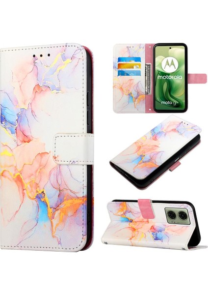 Motorola Moto G24 4G/G04 4g Pu Deri Kickstand Cüzdan Mermer Için Kılıf (Yurt Dışından) fırsatları