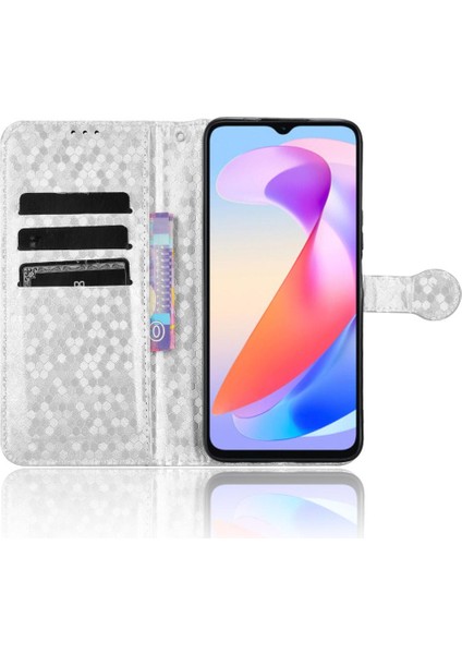 Onur Için Kılıf X6A 4g Manyetik Toka Geometrik Desen Deri Cüzdan (Yurt Dışından)