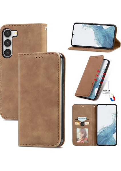 Samsung S23 Için Kılıf Cüzdan Kapak Çevirin Kılıf Darbeye Basit (Yurt Dışından)