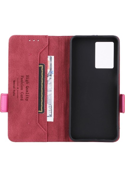 Kart ile Realme V23 5g Kart Ekleme Deri Folio Flip Case Için Kılıf (Yurt Dışından)