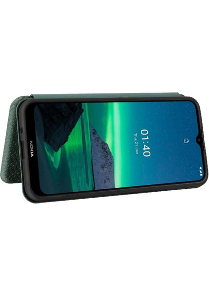 Kart Tutucu Kickstand Manyetik Karbon Fiber Kartı ile Nokia 1.4 Için Kılıf (Yurt Dışından)