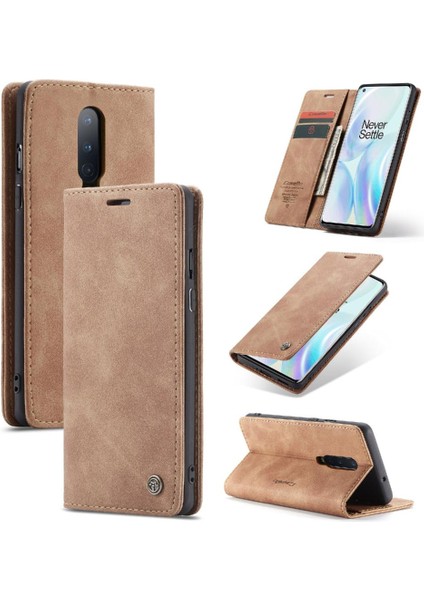 Oneplus 8 Için Flip Case Folio Kitap Vintage Pu Deri Cüzdan Manyetik (Yurt Dışından)