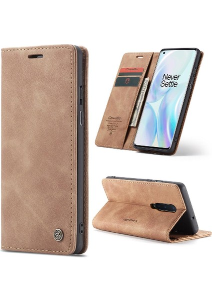 Oneplus 8 Için Flip Case Folio Kitap Vintage Pu Deri Cüzdan Manyetik (Yurt Dışından)
