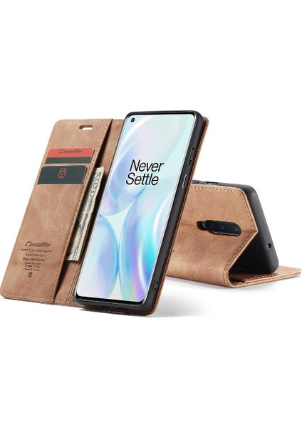 Oneplus 8 Için Flip Case Folio Kitap Vintage Pu Deri Cüzdan Manyetik (Yurt Dışından)