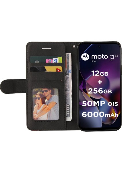 Motorola G54 5g Için Kart Yuvası Standı Iki Renkli Dikiş Pu Flip (Yurt Dışından) fırsatları