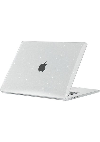 MacBook Air 15 M3 / M4 A3114 / A3241 15.3" Uyumlu Kılıf Simli Parlak Koruyucu Kapak Yaldızlı Hava Kanallı