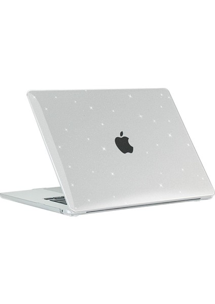 MacBook Air 15 M3 / M4 A3114 / A3241 15.3" Uyumlu Kılıf Simli Parlak Koruyucu Kapak Yaldızlı Hava Kanallı