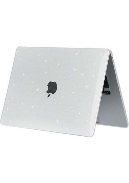 MacBook Air 15 M3 / M4 A3114 / A3241 15.3" Uyumlu Kılıf Simli Parlak Koruyucu Kapak Yaldızlı Hava Kanallı