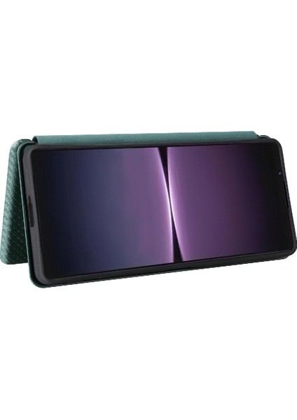 Sony Xperia 1 V 2023 Için Kılıf Deri Folio Flip Case Manyetik Karbon (Yurt Dışından)