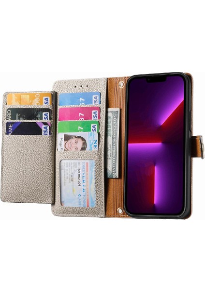 Iphone 13 Için Kılıf Promax Fermuar Deri Kılıf Kordon Aşk Cüzdan (Yurt Dışından)
