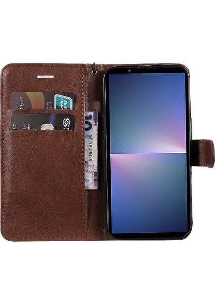 Kart Yuvası Klasik ile Sony Xperia 10VI Yüksek Kaliteli Deri Için Flip Case (Yurt Dışından)