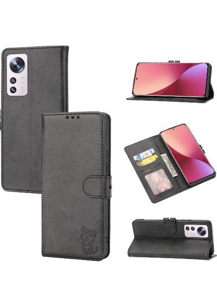 Cüzdan Kılıf Için Xiaomi 12 PRO/12S Pro Kabartmalı Kart Tutucu Manyetik Tüm (Yurt Dışından)